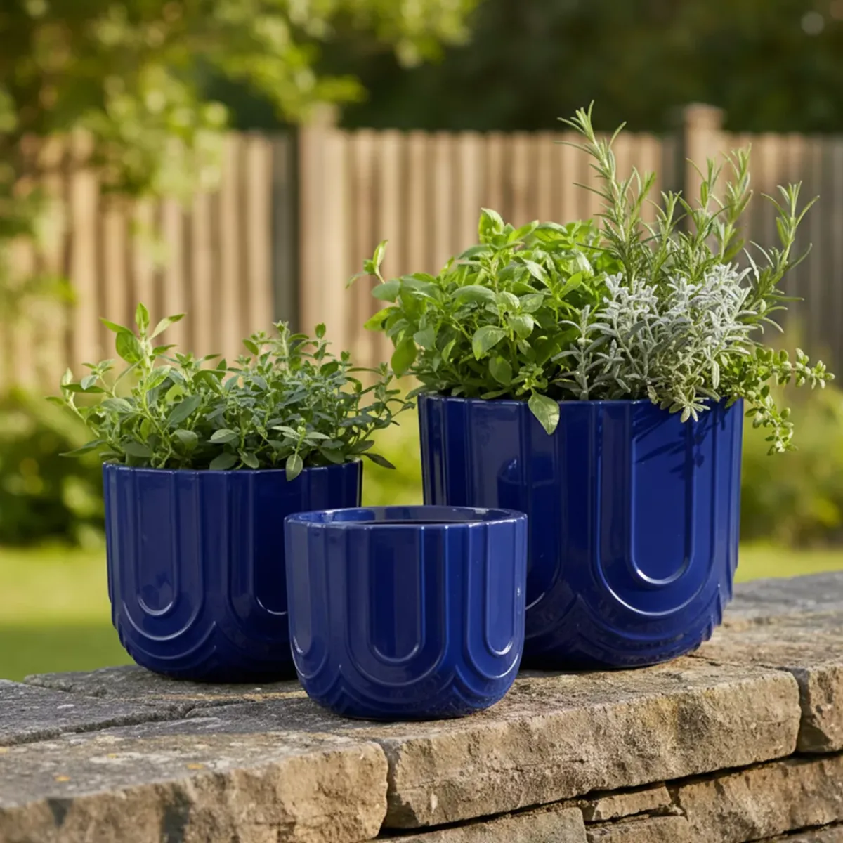 EMINZA Coprivaso Per Esterno-Set di 3 vasi da esterno rotondi (H36-30-24 cm) Milo