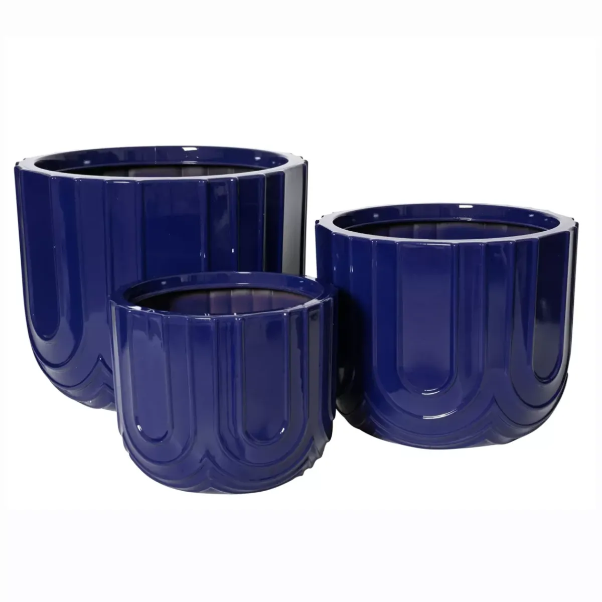 EMINZA Coprivaso Per Esterno-Set di 3 vasi da esterno rotondi (H36-30-24 cm) Milo