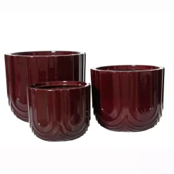 EMINZA Coprivaso Per Esterno-Set di 3 vasi da esterno rotondi (H36-30-24 cm) Milo