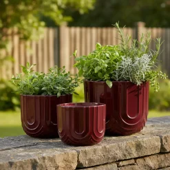 EMINZA Coprivaso Per Esterno-Set di 3 vasi da esterno rotondi (H36-30-24 cm) Milo