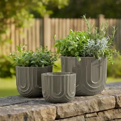 EMINZA Coprivaso Per Esterno-Set di 3 vasi da esterno rotondi (H36-30-24 cm) Milo