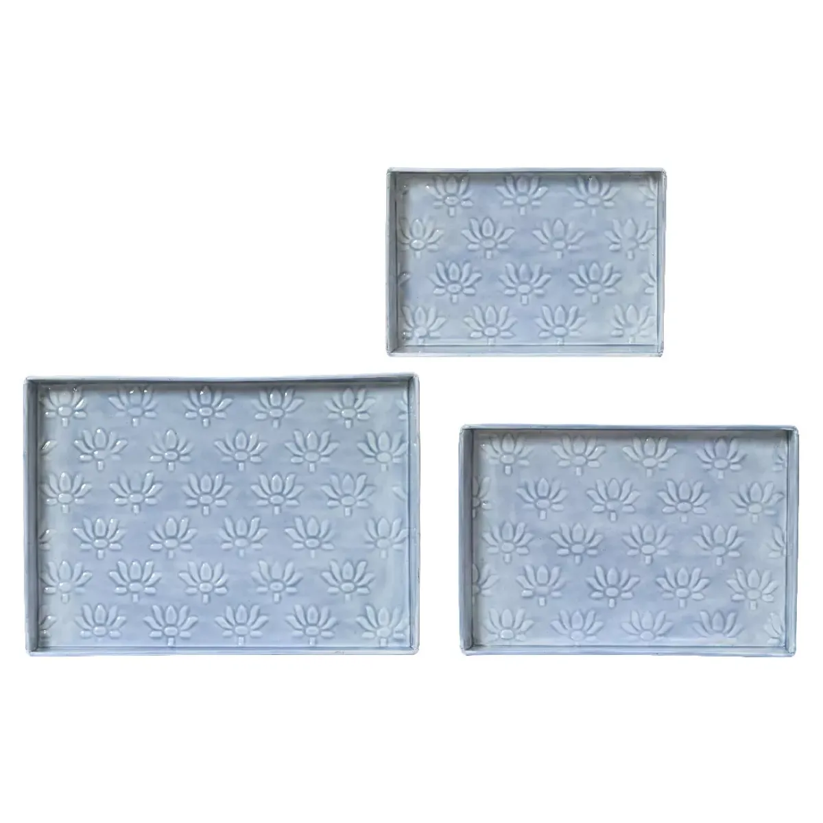 #N/A Coprivaso Per Esterno-Set di 3 vassoi decorativi (34 x 24 cm) Fiori di Ésmée