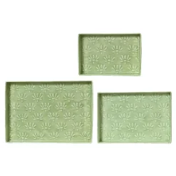 #N/A Coprivaso Per Esterno-Set di 3 vassoi decorativi (34 x 24 cm) Fiori di Ésmée mela