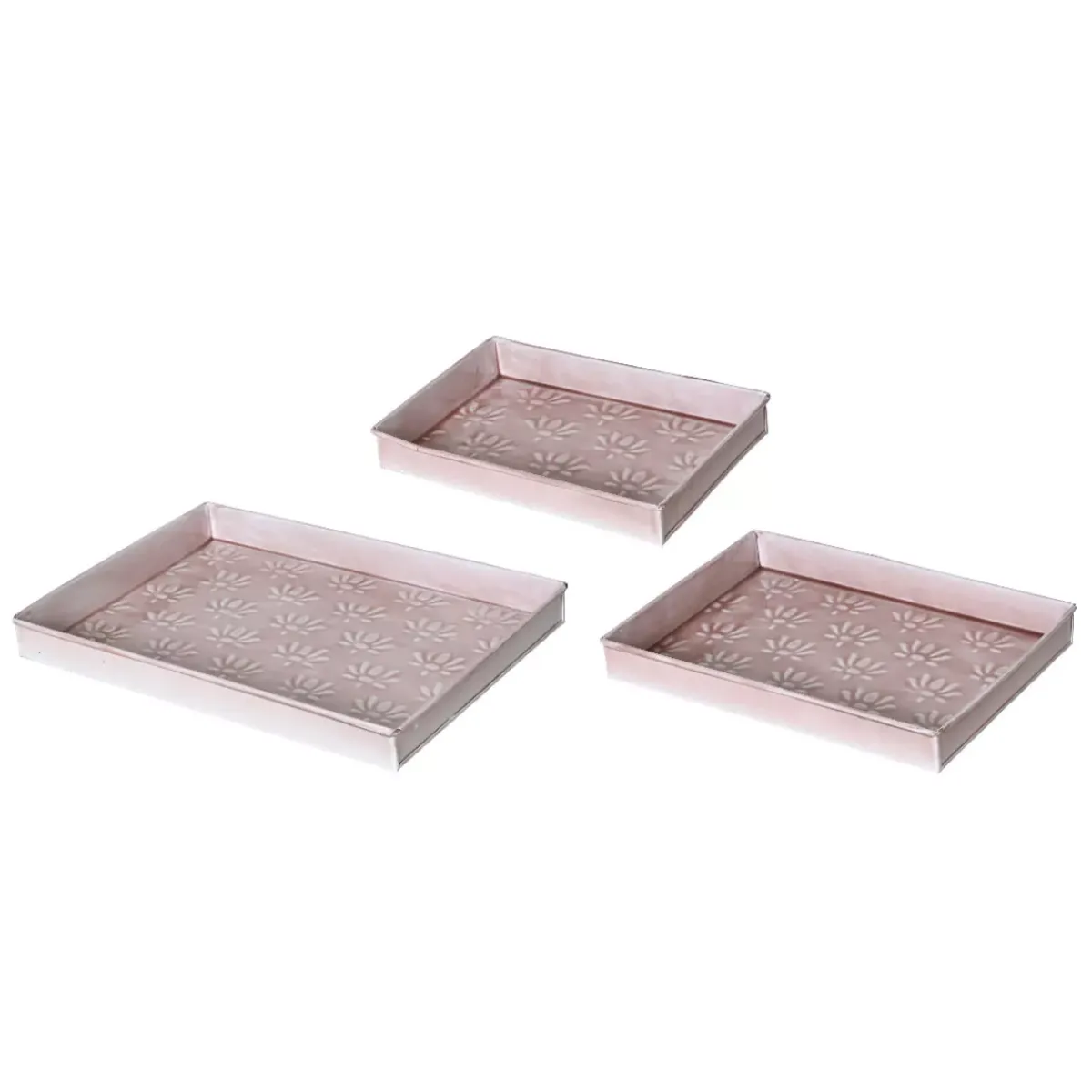 #N/A Coprivaso Per Esterno-Set di 3 vassoi decorativi (34 x 24 cm) Fiori di Ésmée pallido