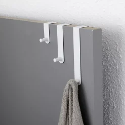 TENDANCE Contenitori Bagno-Set 3 ganci appendiabiti per porta inox (H7-13-19 cm)