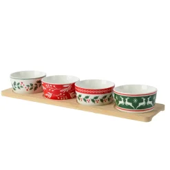 KAEMINGK Stoviglie Natalizie-Set per tapas 4 ciotole (10 x 38 cm) Magia di Natale