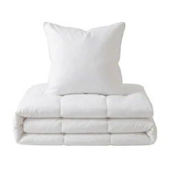 Set Piumone caldo antiacari (140 x 200 cm) + 1 Cuscino (60 x 60 cm) Comète Bianco