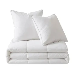 Set Piumone caldo antiacari (280 x 240 cm) + 2 Cuscini (60 x 60 cm) Comète Bianco
