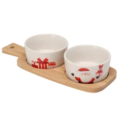 KOOPMAN Stoviglie Natalizie-Set tapas 2 ciotole (10 x 25 cm) Babbo Natale e regali