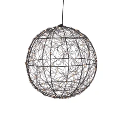 KOOPMAN Oggetti Decorativi E Illuminati-Sfera luminosa da appendere 300 micro LED (D25 cm) Luce Polare Nero e