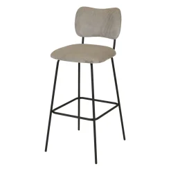 Sgabello Alto-Sgabello da bar con schienale in velluto a coste (Altezza seduta 77cm) Orion acciaio