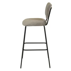Sgabello Alto-Sgabello da bar con schienale in velluto a coste (Altezza seduta 77cm) Orion acciaio