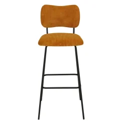 Sgabello Alto-Sgabello da bar con schienale in velluto a coste (Altezza seduta 77cm) Orion