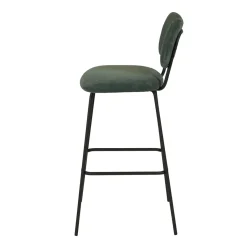 Sgabello Alto-Sgabello da bar con schienale in velluto a coste (Altezza seduta 77cm) Orion scuro