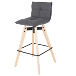 Sgabello Alto-Sgabello da bar girevole con schienale in tessuto (Altezza seduta 75cm) Osla scuro