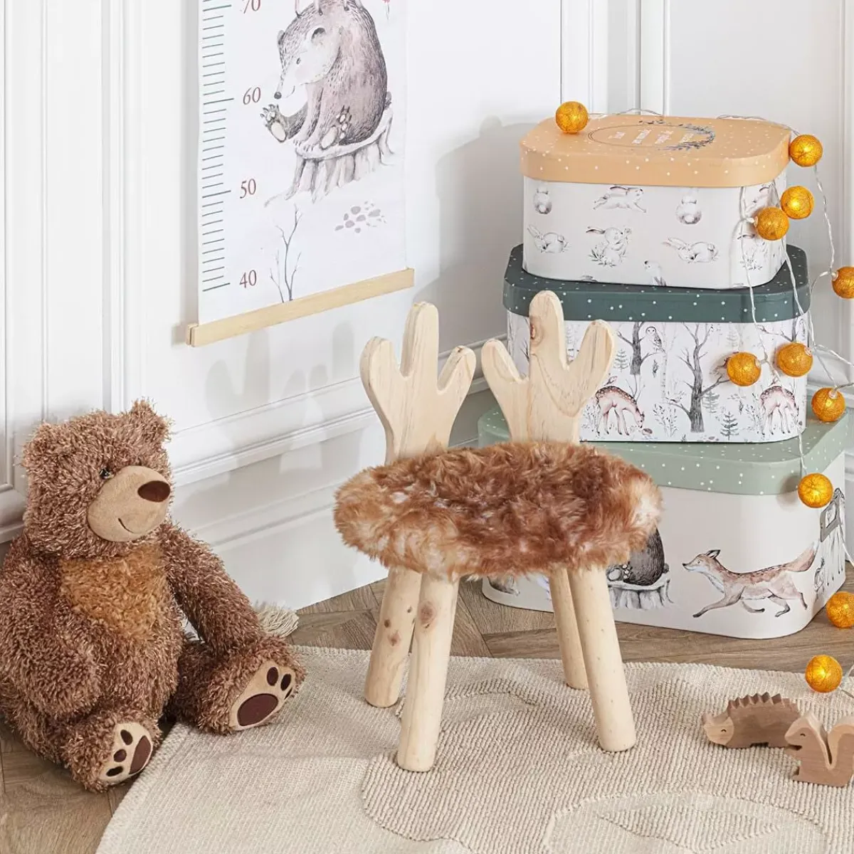 Atmosphera cru017dateur d'intu017drieur for kids Mobili Bambini-Sgabello per bambini ecopelliccia (38 cm) Cervo