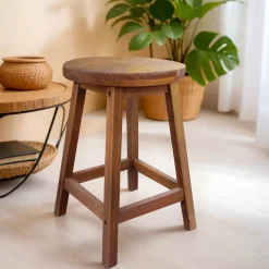 Sgabello rotondo legno (Alt 45 cm) Davao Marrone