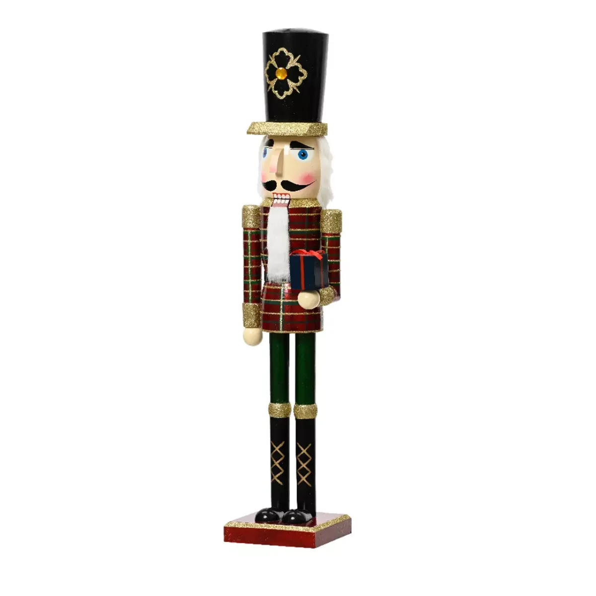 KAEMINGK Babbo Natale Animali E Personaggi-Soldatino Schiaccianoci in legno (H76 cm) Igor Tartan scozzese