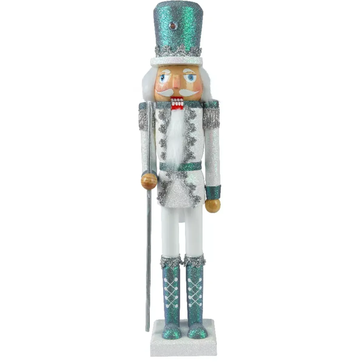 KAEMINGK Babbo Natale Animali E Personaggi-Soldatino Schiaccianoci in legno (H51 cm) Noè glitterato glaciale