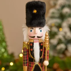 KAEMINGK Babbo Natale Animali E Personaggi-Soldatino Schiaccianoci in legno (H38 cm) Ernest e Cappello d'orso