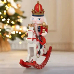 Feeric Lights & Christmas Babbo Natale Animali E Personaggi-Soldato schiaccianoci (29 cm) Cavallo a dondolo