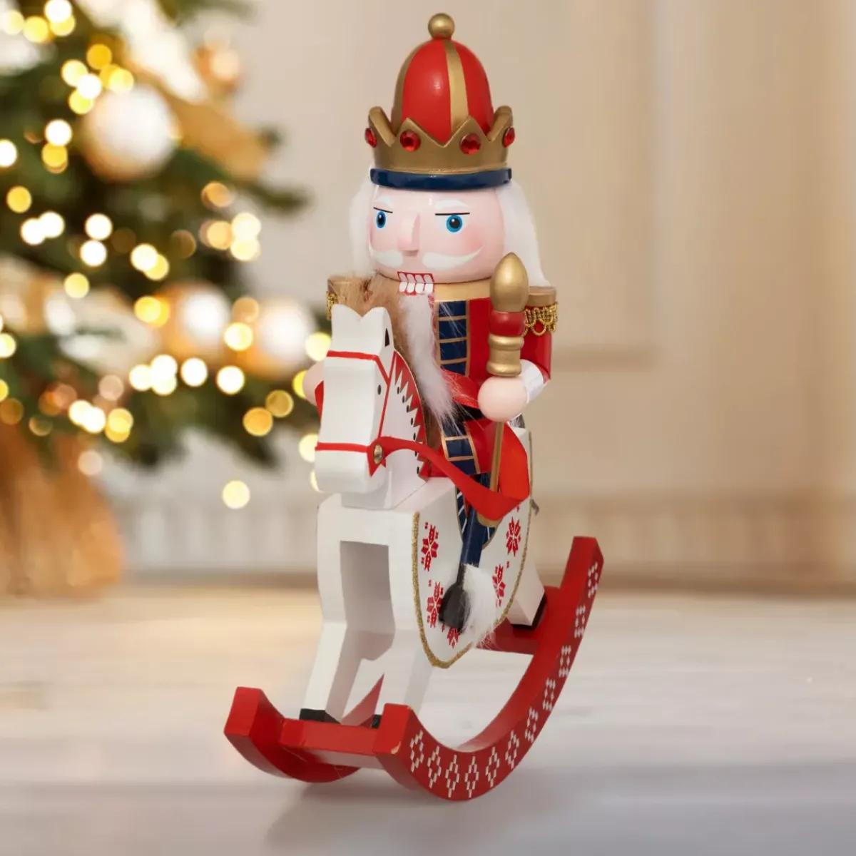 Feeric Lights & Christmas Babbo Natale Animali E Personaggi-Soldato schiaccianoci (29 cm) Cavallo a dondolo