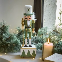 KAEMINGK Babbo Natale Animali E Personaggi-Soldato Schiaccianoci in legno (H30 cm) Edouard Imperiale e bianco