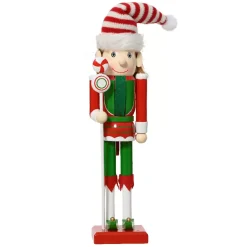 KAEMINGK Babbo Natale Animali E Personaggi-Soldato Schiaccianoci in legno (H30 cm) Folletto di Babbo Natale e verde