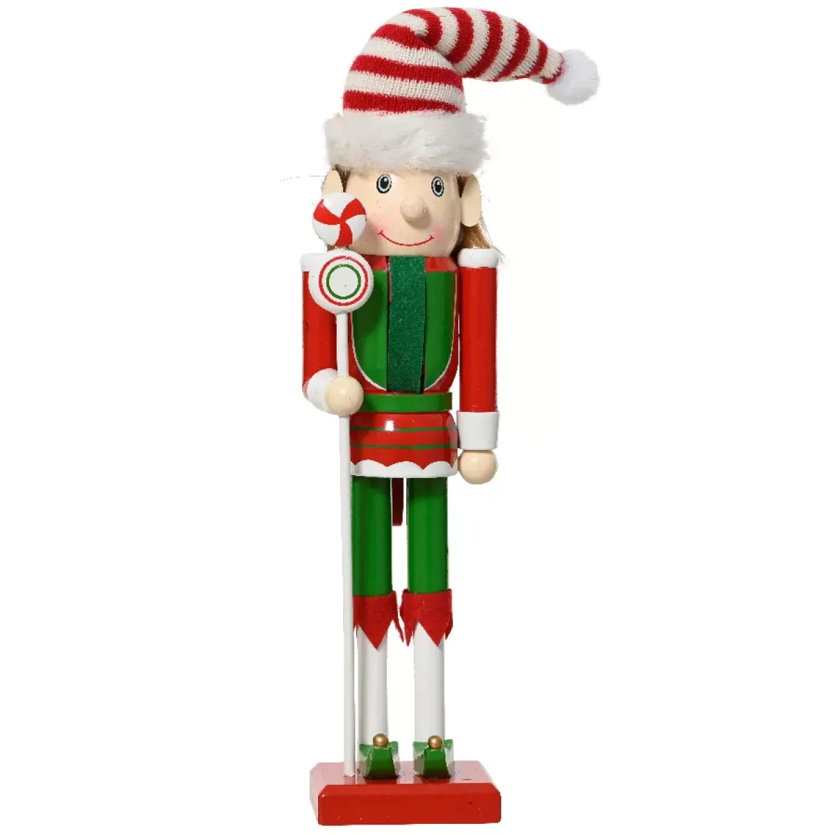 KAEMINGK Babbo Natale Animali E Personaggi-Soldato Schiaccianoci in legno (H30 cm) Folletto di Babbo Natale e verde