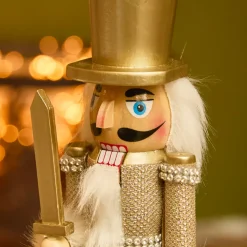 KAEMINGK Babbo Natale Animali E Personaggi-Soldato Schiaccianoci in legno (H25 cm) Cavaliere Champagne