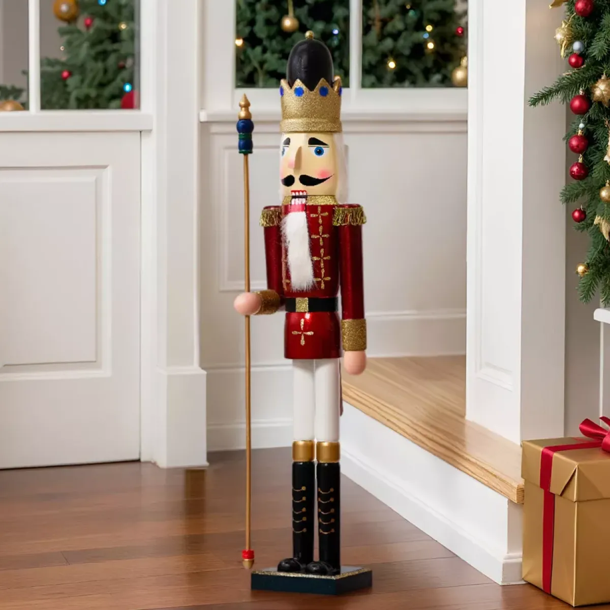 KAEMINGK Babbo Natale Animali E Personaggi-Soldato Schiaccianoci in legno (H89 cm) Augustin il principe