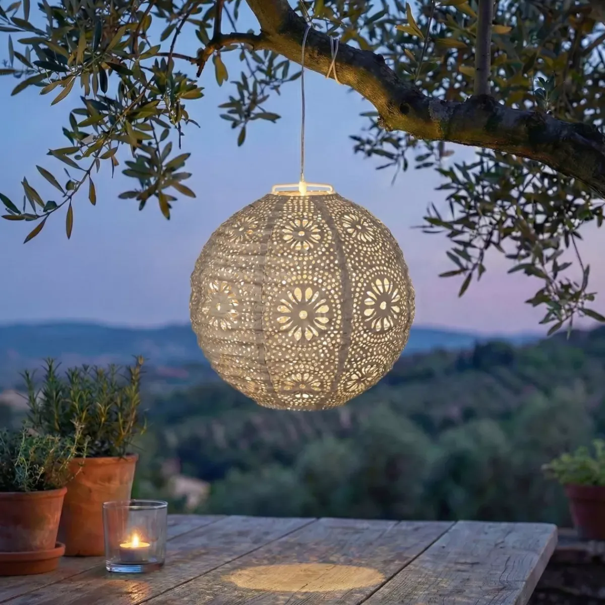 #N/A Luci Per Esterno-Sospensione da giardino solare (H23 cm) Lanterna traforata