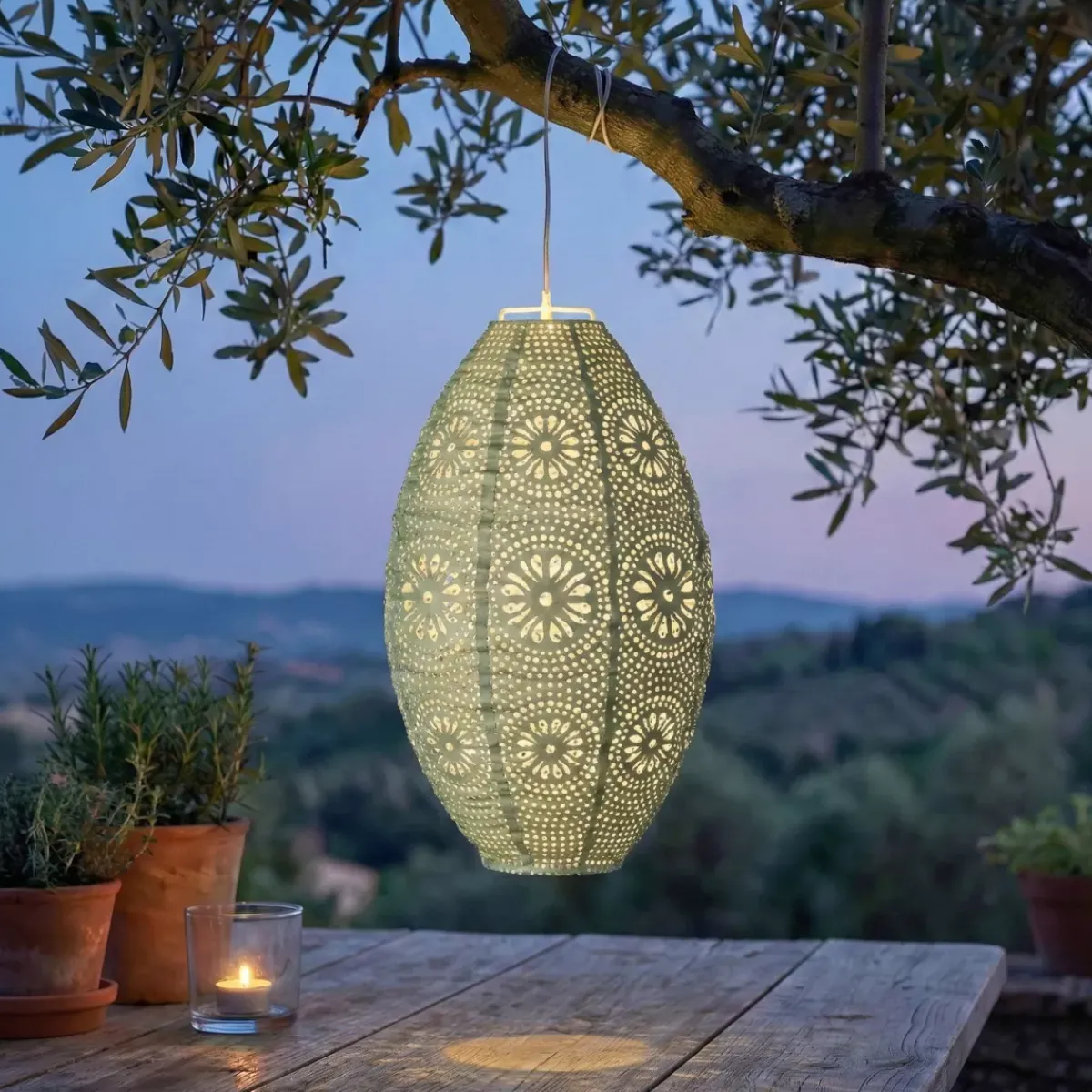 #N/A Luci Per Esterno-Sospensione da giardino solare (H38 cm) Lanterna traforata