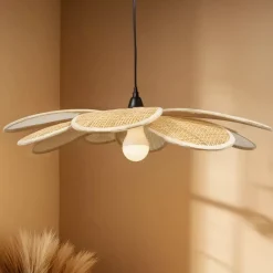 EMINZA Lampadari-Sospensione luminosa in rattan (D58 cm) Segovia e nero