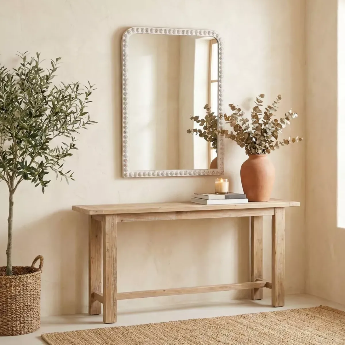 EMINZA Specchi-Specchio da parete con cornice in legno (91 cm) Silvedona