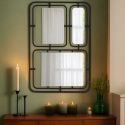 EMINZA Specchi-Specchio da parete in metallo (Alt 80 cm) Riflesso Metallico