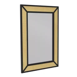 EMINZA Specchi|Accessori Bagno-Specchio da parete in metallo (Alt 101 cm) Rattan intrecciato Naturale e
