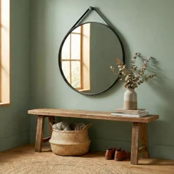 EMINZA Specchi-Specchio da parete rotondo con corda (78 cm) Salineño