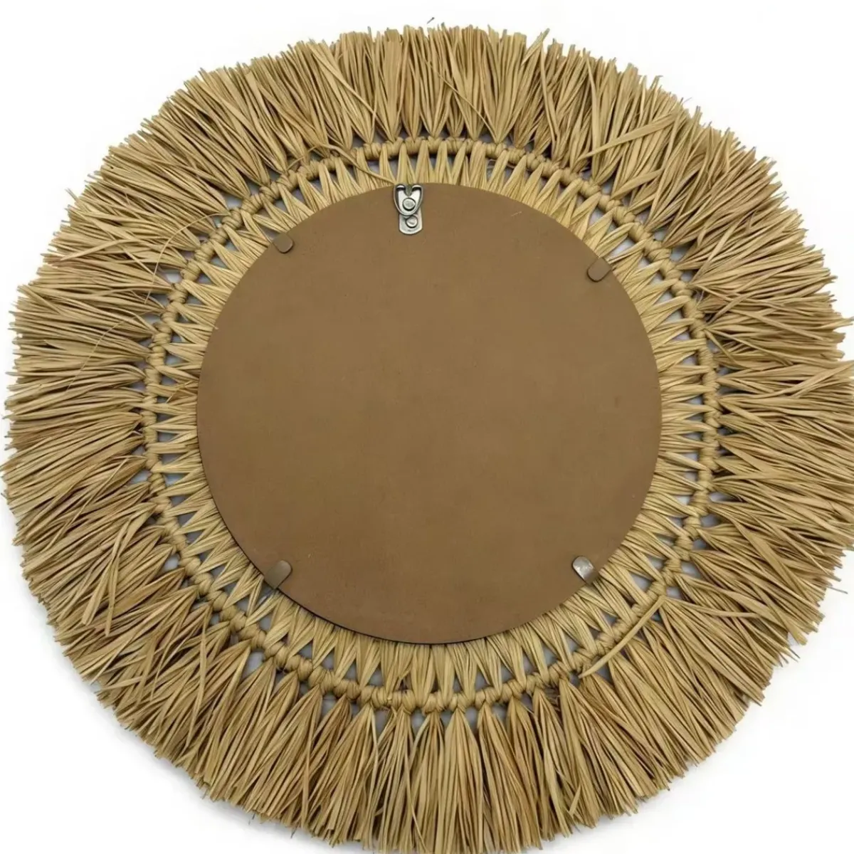 EMINZA Specchi-Specchio da parete rotondo in fibre naturali (D50 cm) Makira Beige