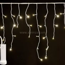 KAEMINGK Ghirlande Di Luci-Stalattite luminosa con pile 14 m 384 LED cavo bianco Durawise