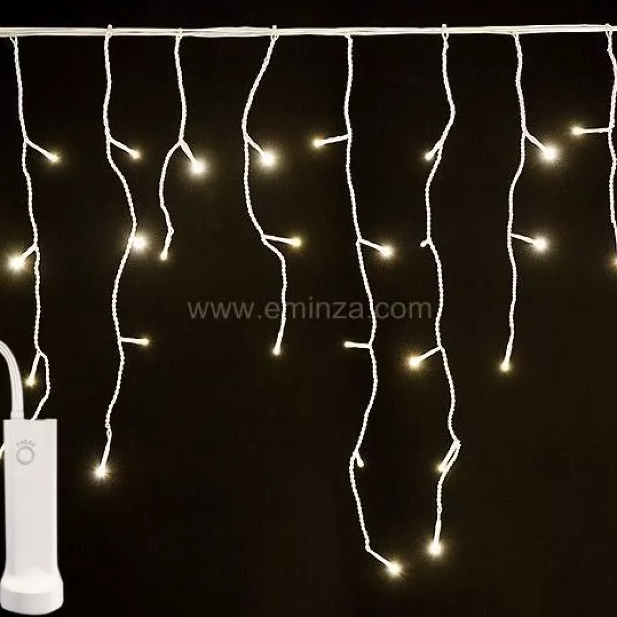 KAEMINGK Ghirlande Di Luci-Stalattite luminosa con pile 14 m 384 LED cavo bianco Durawise