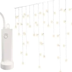 KAEMINGK Ghirlande Di Luci-Stalattite luminosa con pile 14 m 384 LED cavo bianco Durawise