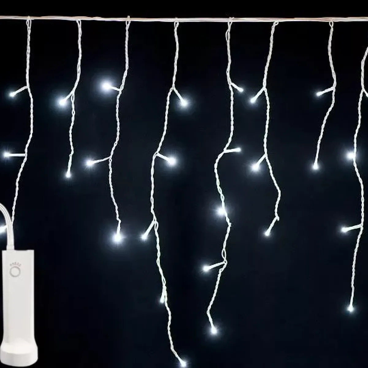 KAEMINGK Ghirlande Di Luci-Stalattite luminosa con pile 14 m 384 LED cavo bianco Durawise
