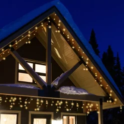 EMINZA Ghirlande Di Luci-Stalattite luminosa 20 m 490 LED cavo nero Stars Bianco caldo dorato