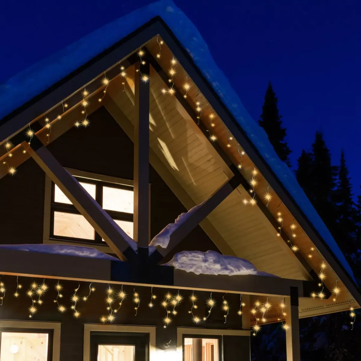 EMINZA Ghirlande Di Luci-Stalattite luminosa 20 m 490 LED cavo nero Stars Bianco caldo dorato