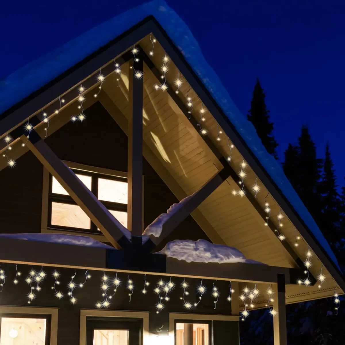 EMINZA Ghirlande Di Luci-Stalattite luminosa 30 m 900 LED cavo nero Stars Altezza Grande XL Timer Bianco Caldo