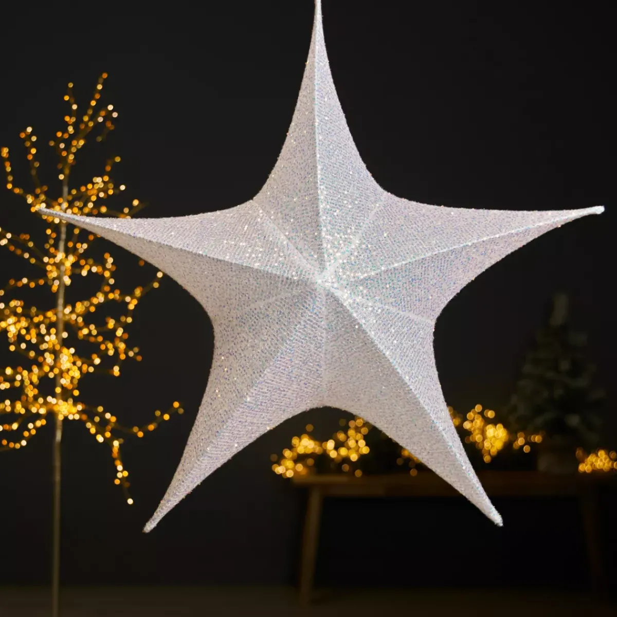 KAEMINGK Decorazioni E Oggetti Natalizi|Personaggi E Oggetti Grande Dimensione-Stella di Natale da appendere (D135 cm) Natale glitterato iridescente
