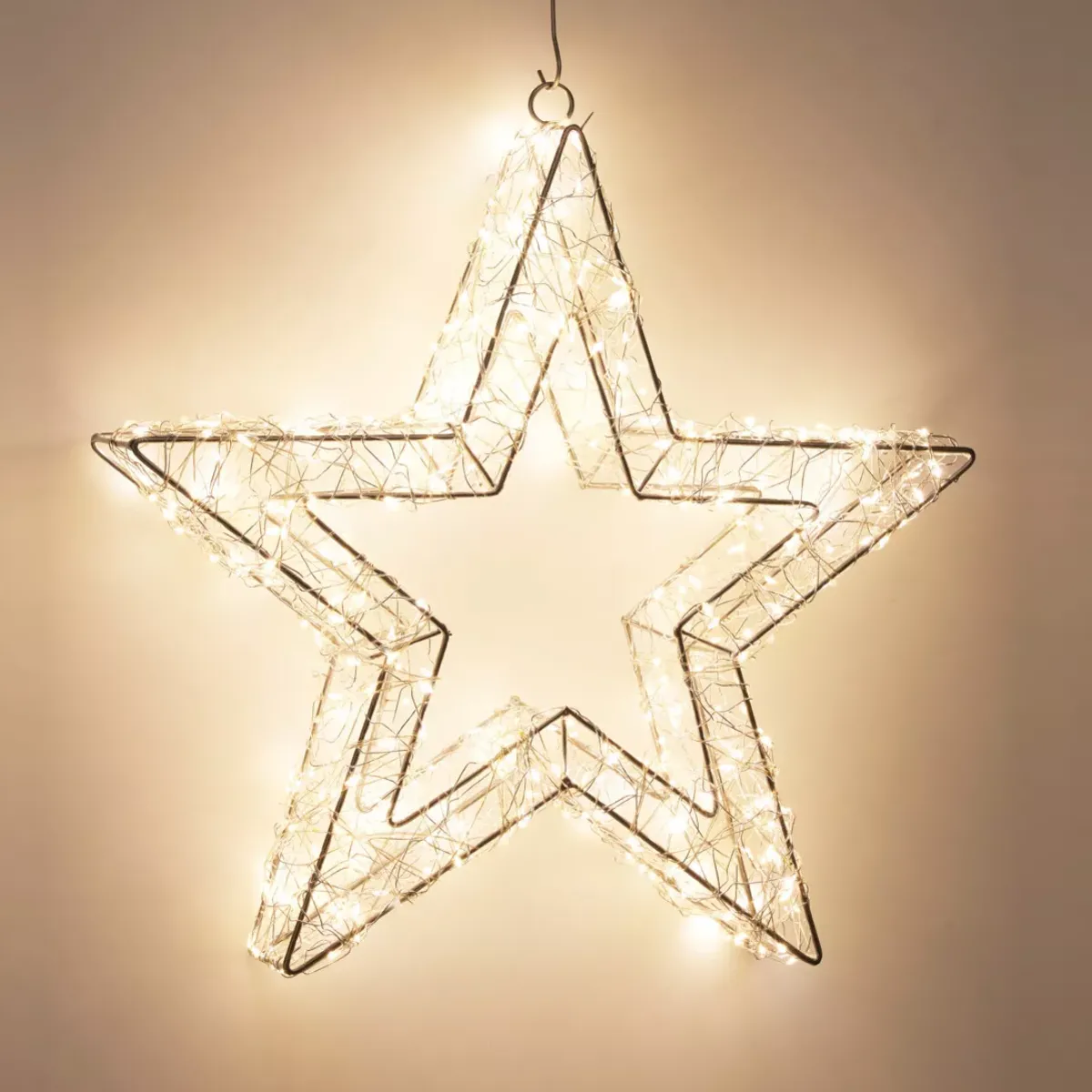 KOOPMAN Oggetti Decorativi E Illuminati-Stella luminosa da appendere 500 Micro LED (D38 cm) Star Light e bianco caldo