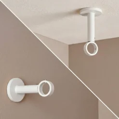 Supporto per bastone singolo fisso (L65 / D28) Lino Bianco opaco