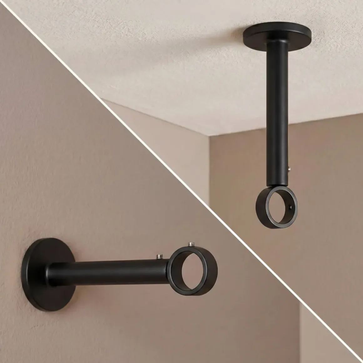 Supporto regolabile (L115 - L155 / D28) Lino Nero opaco